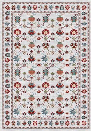 Dijital Baskılı Renkli Kilim Desenli Kaymaz Taban Yıkanabilir Halı