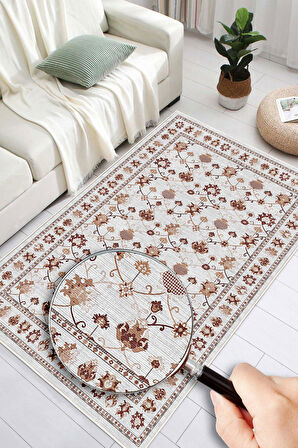 Dijital Baskılı Renkli Kilim Desenli Kaymaz Taban Yıkanabilir Halı