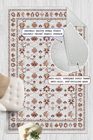 Dijital Baskılı Renkli Kilim Desenli Kaymaz Taban Yıkanabilir Halı