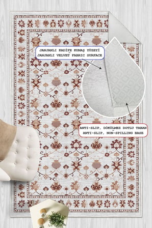 Dijital Baskılı Renkli Kilim Desenli Kaymaz Taban Yıkanabilir Halı