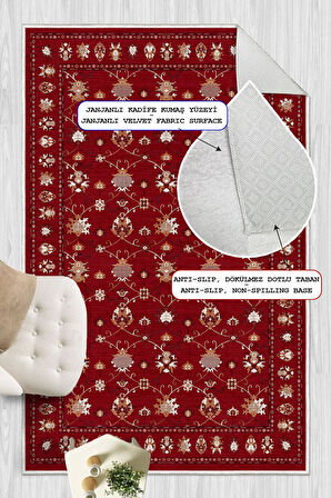 Dijital Baskılı Renkli Kilim Desenli Kaymaz Taban Yıkanabilir Halı