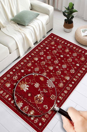 Dijital Baskılı Renkli Kilim Desenli Kaymaz Taban Yıkanabilir Halı