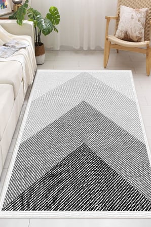Geometrik Desenli Dijital Baskılı Kaymaz Taban Yıkanabilir Halı
