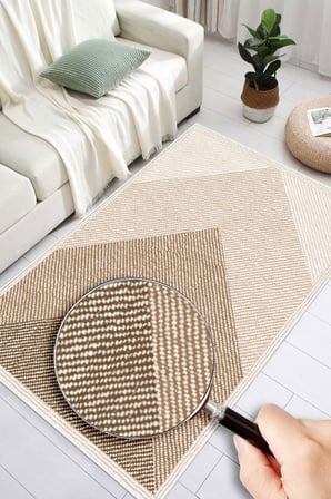 Geometrik Desenli Dijital Baskılı Kaymaz Taban Yıkanabilir Halı