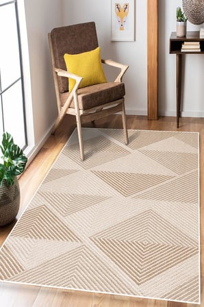 Geometrik Desen Dijital Baskılı Kaymaz Taban Yıkanabilir Halı