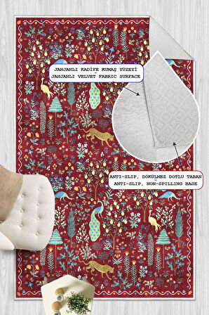 Dijital Baskılı Modern Desenli Renkli Kaymaz Taban Yıkanabilir Halı