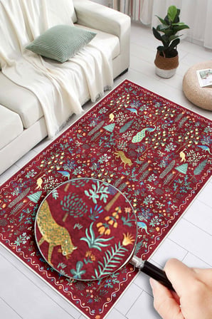 Dijital Baskılı Modern Desenli Renkli Kaymaz Taban Yıkanabilir Halı