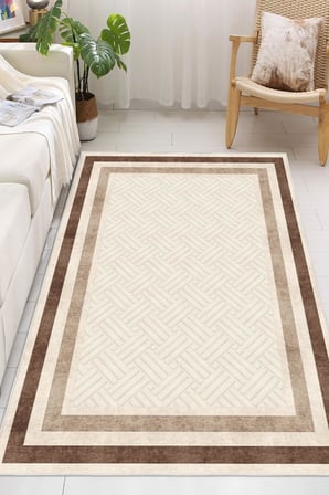 Modern Çerçeve Desenli Dijital Baskılı Kaymaz Taban Yıkanabilir Salon Halısı Oturma Odası Halısı Yolluk