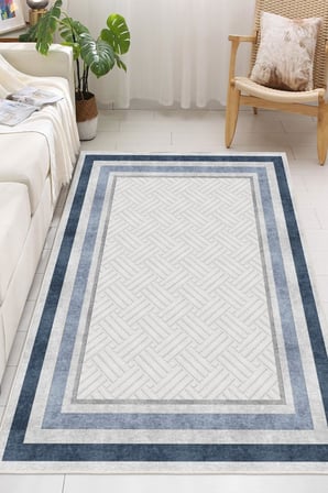 Modern Çerçeve Desenli Dijital Baskılı Kaymaz Taban Yıkanabilir Salon Halısı Oturma Odası Halısı Yolluk