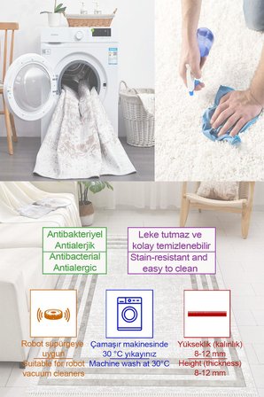Klasik Desenli Dijital Baskılı Kaymaz Taban Yıkanabilir Salon Halısı Oturma Odası Halısı