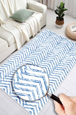 Zigzag Desenli Dijital Baskılı Kaymaz Taban Yıkanabilir Salon Oturma Odası Mutfak Hol Halısı Yolluk
