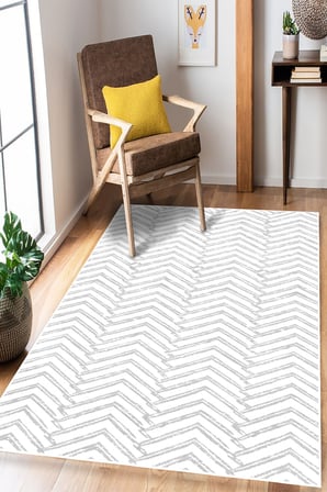 Zigzag Desenli Dijital Baskılı Kaymaz Taban Yıkanabilir Salon Oturma Odası Mutfak Hol Halısı Yolluk