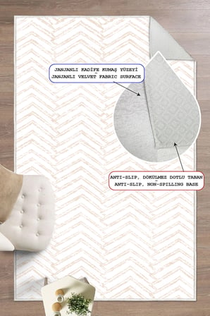 Zigzag Desenli Dijital Baskılı Kaymaz Taban Yıkanabilir Salon Oturma Odası Mutfak Hol Halısı Yolluk