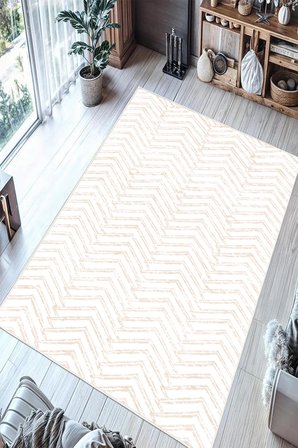 Zigzag Desenli Dijital Baskılı Kaymaz Taban Yıkanabilir Salon Oturma Odası Mutfak Hol Halısı Yolluk