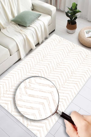 Zigzag Desenli Dijital Baskılı Kaymaz Taban Yıkanabilir Salon Oturma Odası Mutfak Hol Halısı Yolluk