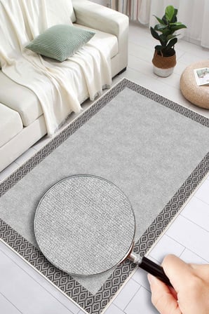Çerçeveli Dijital Baskı Yıkanabilir Kaymaz Taban Modern Halı