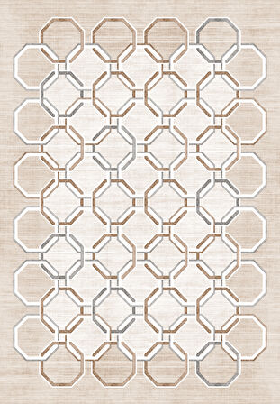 Geometrik Desenli Dekoratif Kaymaz Taban Yıkanabilir Salon Halısı