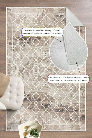 Kilim Desen Dekoratif Kaymaz Taban Yıkanabilir Dijital Baskılı Salon Halısı