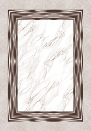 Dijital Baskılı Çerçeveli Dekoratif Kaymaz Taban Yıkanabilir Salon Halısı