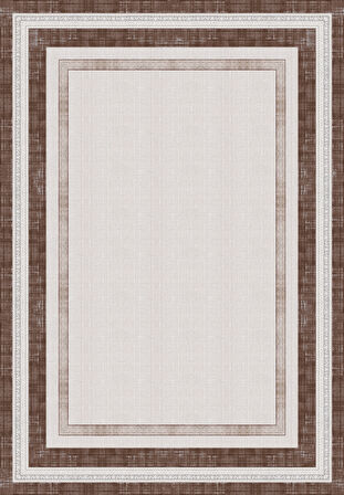 Dijital Baskılı Çerçeve Desenli Dekoratif Kaymaz Taban Yıkanabilir Salon Halısı Yolluk