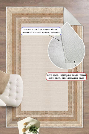 Dijital Baskılı Çerçeve Desenli Dekoratif Kaymaz Taban Yıkanabilir Halı Salon Halısı