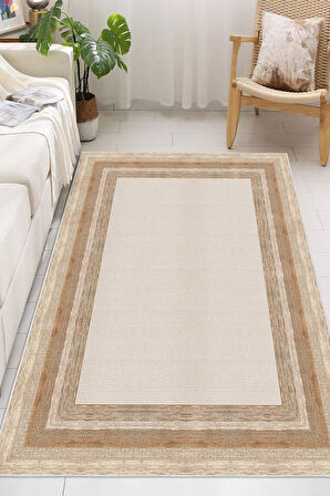 Dijital Baskılı Çerçeve Desenli Dekoratif Kaymaz Taban Yıkanabilir Halı Salon Halısı