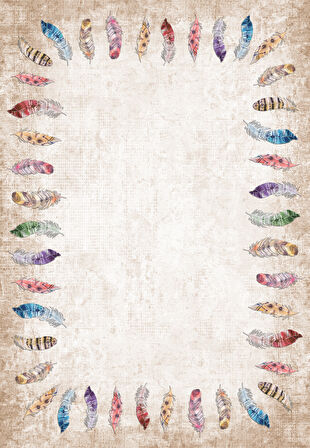 Dijital Baskılı Tüy Desen Dekoratif Kaymaz Taban Yıkanabilir Halı Salon Halısı Yolluk