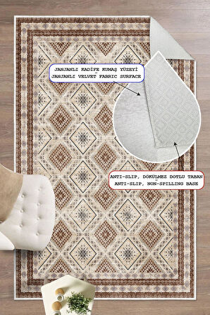 Dijital Baskılı Kilim Desen Dekoratif Kaymaz Taban Yıkanabilir Halı Yolluk