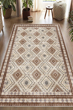 Dijital Baskılı Kilim Desen Dekoratif Kaymaz Taban Yıkanabilir Halı Yolluk