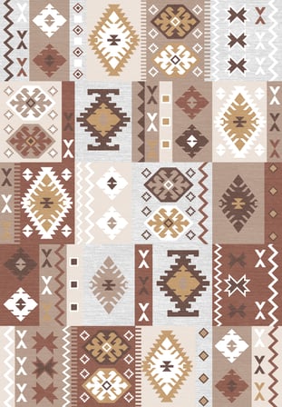 Dijital Baskılı Dekoratif Kilim Desen Kaymaz Taban Yıkanabilir Salon Halısı Yolluk