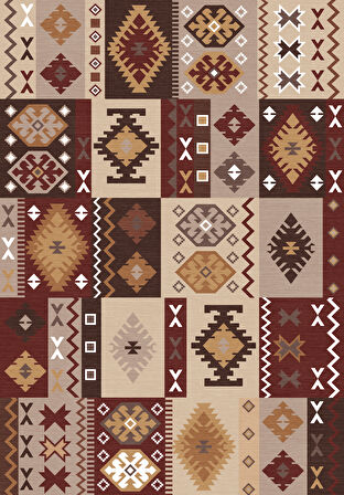 Dijital Baskılı Dekoratif Kaymaz Taban Yıkanabilir Kilim Desen Salon Halısı Yolluk