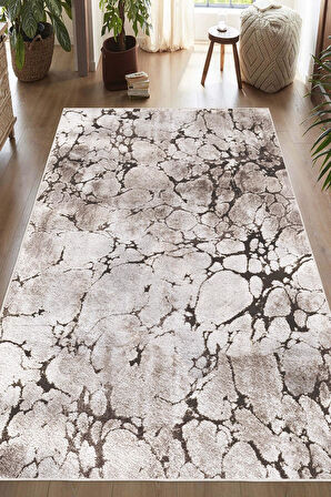 Dijital Baskılı Mermer Desenli Dekoratif Kaymaz Taban Yıkanabilir Halı Salon Halısı Yolluk