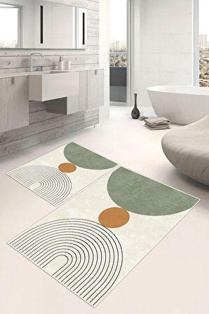 Dijital Baskı Art Serisi Kaymaz Taban 2li Set Banyo Paspası Klozet Takımı (50x60cm-60x100cm)