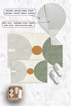 Dijital Baskı Art Serisi Kaymaz Taban 2li Set Banyo Paspası Klozet Takımı (50x60cm-60x100cm)