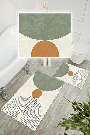 Dijital Baskı Art Serisi Kaymaz Taban 2li Set Banyo Paspası Klozet Takımı (50x60cm-60x100cm)