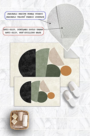 Dijital Baskı Art Serisi Kaymaz Taban 2li Set Banyo Paspası Klozet Takımı (50x60cm-60x100cm)