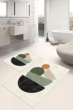 Dijital Baskı Art Serisi Kaymaz Taban 2li Set Banyo Paspası Klozet Takımı (50x60cm-60x100cm)