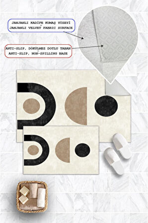 Dijital Baskı Art Serisi Kaymaz Taban 2li Set Banyo Paspası Klozet Takımı (50x60cm-60x100cm)