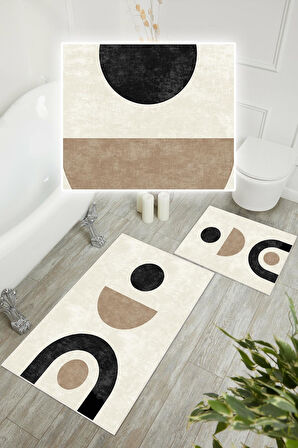 Dijital Baskı Art Serisi Kaymaz Taban 2li Set Banyo Paspası Klozet Takımı (50x60cm-60x100cm)