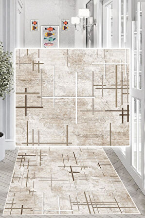 Dijital Baskılı Dekoratif Kaymaz Taban Yıkanabilir Kilim Yolluk Antre Hol Halısı Salon Halısı