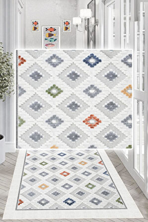 Dijital Baskılı Dekoratif Kaymaz Taban Yıkanabilir Kilim Yolluk Antre Hol Halısı Salon Halısı