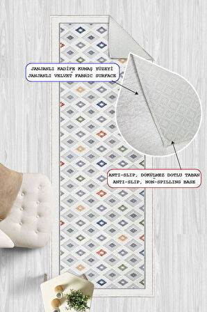 Dijital Baskılı Dekoratif Kaymaz Taban Yıkanabilir Kilim Yolluk Antre Hol Halısı Salon Halısı