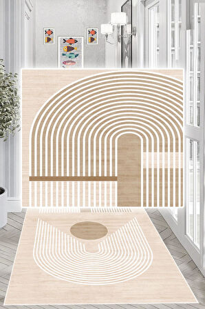 Dijital Baskılı Modern Desen Dekoratif Kaymaz Taban Yıkanabilir Yolluk Antre Hol Halısı Salon Halısı