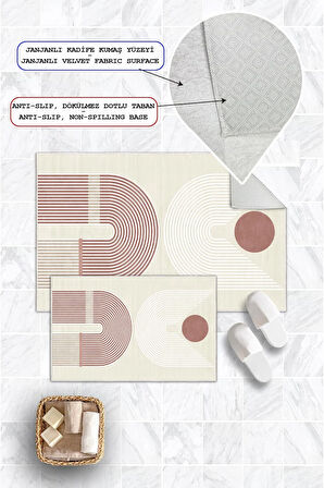 Dijital Baskı Modern Kaymaz Taban 2li Set Banyo Paspası Klozet Takımı (50x60cm-60x100cm)