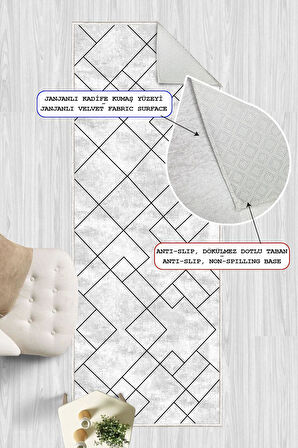 Dijital Baskılı Geometrik Desen Dekoratif Kaymaz Taban Yıkanabilir Yolluk Antre Hol Halısı Salon Halısı