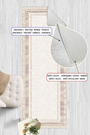 Dijital Baskılı Dekoratif Kaymaz Taban Yıkanabilir Çerçeveli Yolluk Antre Hol Halısı Salon Halısı