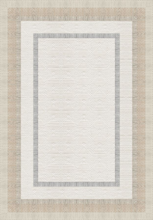 Çerçeve Desenli Dekoratif Kaymaz Taban Yıkanabilir Halı Salon Halısı