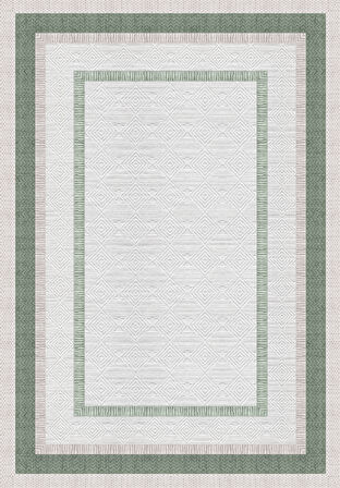 Çerçeve Desenli Dekoratif Kaymaz Taban Yıkanabilir Salon Halısı