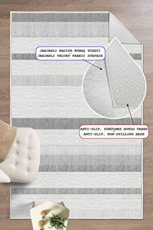 Kilim Desenli Dekoratif Kaymaz Taban Yıkanabilir Halı Salon Halısı