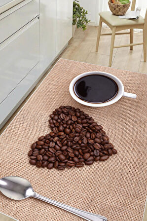 Dijital Baskılı Dekoratif Kaymaz Taban Yıkanabilir Kahve Desenli Halı Mutfak Halısı Yolluk Salon Halısı